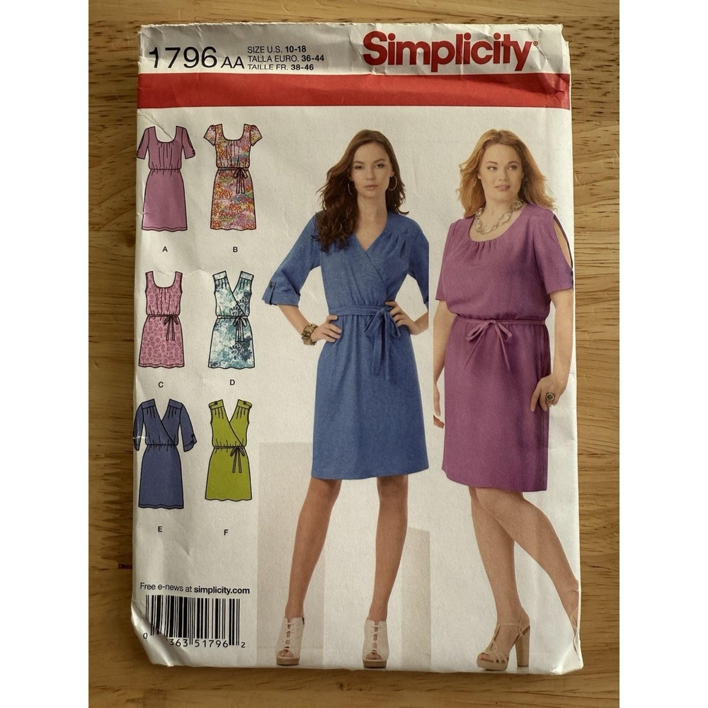 Simplicity Pattern 1796 Misses'/Women's Pullover Dress In 2-Lengths Size 10-18